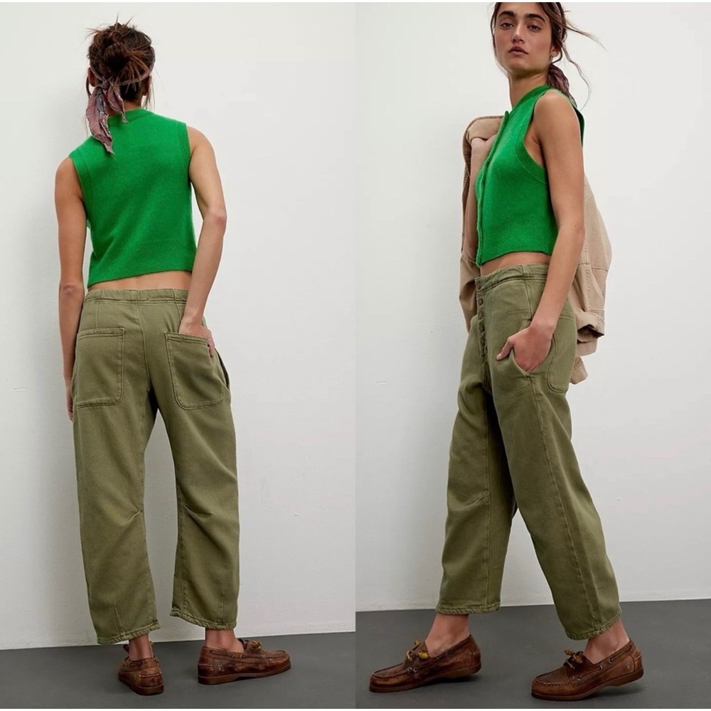 NWOT We The Free Osaka Barrel Pants‎ Olive Green Button Fly Size 28